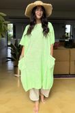 Made in Italy Milo Cotton Slouch Sac Dress Twist of Lime